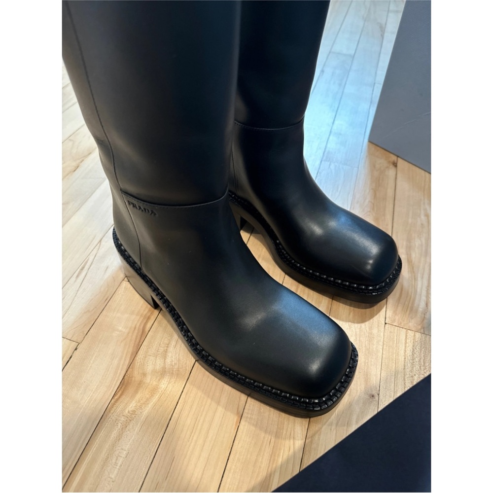 Prada black brushed calf leather boots in size EU 39 - Picture 4 of 8